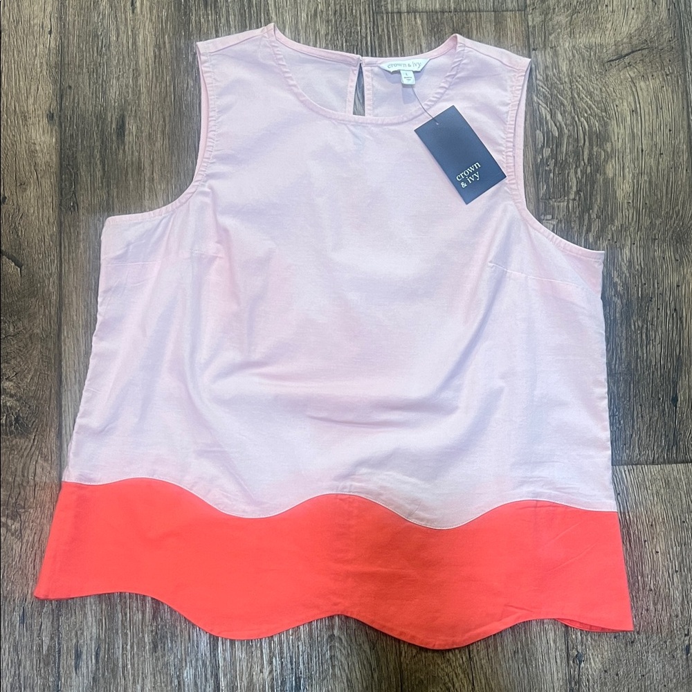Crown & Ivy Two-Tone Pink and Coral Tank Top